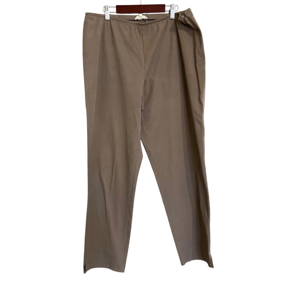 Eileen Fisher Large Dark Tan Brown Organic Stretch Cotton Twill Slim Ankle Pant